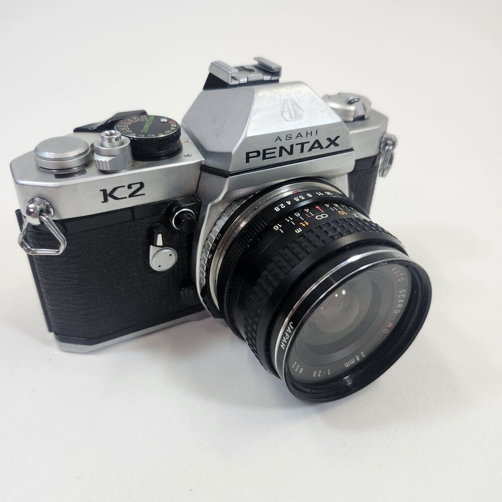 Asahi Pentax K2 35mm Film Camera Sears 28 mm F 1:2.8 Lens Tested Working Vintage